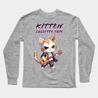 Kitten Cassette Tape Band Shirt - Kitten Rocker Long Sleeve T-Shirt